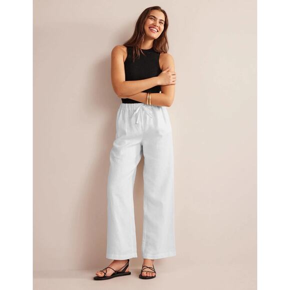 Boden Pants - Boden Relaxed Pull On Linen Wide Leg Trousers White Sz 14